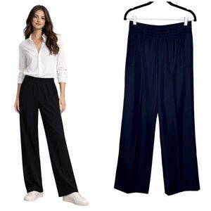 Golden Goose Wide Leg Pants Size IT 40 Black Wool Blend High Waist Made In Italy